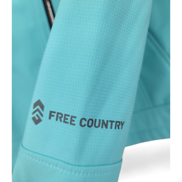Free Country Women's Petite Medium Softshell Jacket Aqua Hooded Zip Fleece Lined - Picture 5 of 7